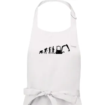 Kuchyňská zástěra Evoluce bagr malý - Dámská zástěra na vaření - Univerzální velikost ( Bílá )