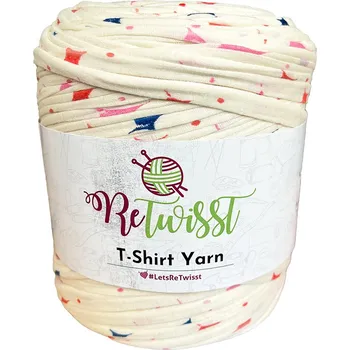 Příze špagáty ReTwisst barevné hvězdičky na smetanové