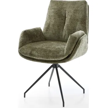 Jídelní židle DELIFE Jídelní židle Clea-Flex žinylka olivová křížová podnož zúžená černá otočný o 180°