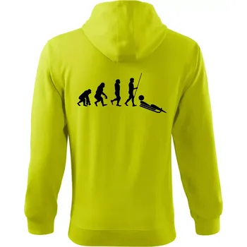Pánská mikina Evoluce jízdy na bobu - Mikina s kapucí na zip trendy zipper - L ( Limetková )