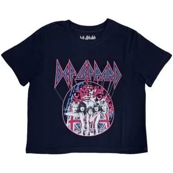 Merch Def Leppard: Def Leppard Ladies Crop Top: Pyro Tour (navy Blue) (back Print) (small) S