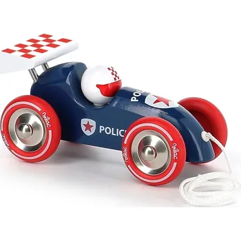 Výuková hračka Vilac Tahací závodní auto s křídlem policejní