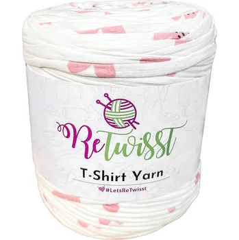 Příze špagáty ReTwisst růžové květy na smetanové