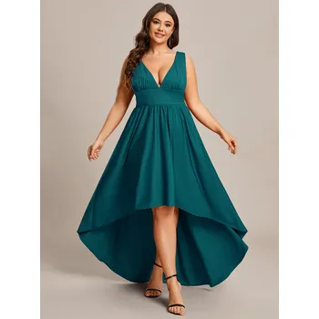 Dámské šaty Šaty pro družičky bez rukávů s hlubokým výstřihem do V Barva: Tyrkysová, Velikost: 8XL