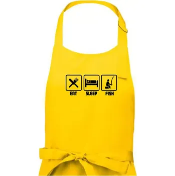 Kuchyňská zástěra Rybaření - Eat sleep Fish - Dámská zástěra na vaření - Univerzální velikost ( Žlutá )