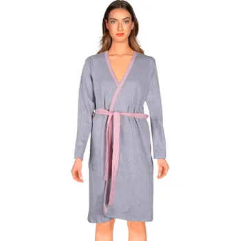 Dámský župan Dámský župan 2570/57 TARO – Stylový župan s límcem Barva/Velikost: šedá melír / 3XL/4XL