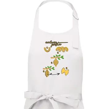 Kuchyňská zástěra Evoluce pasta - Dámská zástěra na vaření - Univerzální velikost ( Bílá )