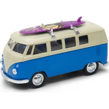 Výuková hračka Welly 1963 Volkswagen T1 Bus SURF 1:34 červený
