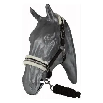 Vybavení pro koně KENTAUR Ohlávka s vodítkem KenTaur beránek hnědá/modrá cob