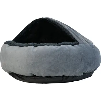 Pelíšek pro psa Soft Igloo kukaň pro psy Černo-Šedá S