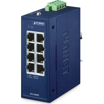 Switch Planet IGS-800T Kompaktní Průmyslový Switch 8x1Gb RJ45, -40 +75°C, IP30, EFT+ESD, 9-48VDC, fanless