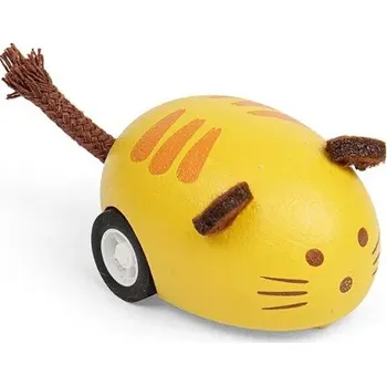 Výuková hračka Bigjigs Toys Dřevěné natahovací zvířátko 1 ks Kočka žlutá