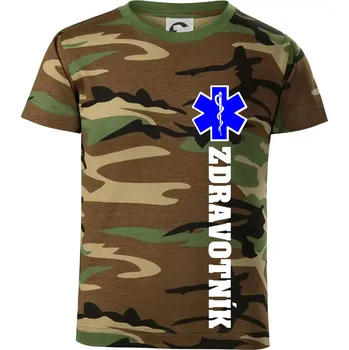 Chlapecké tričko Hvězda života - zdravotník - Dětské maskáčové triko - 146 cm/10 let ( Hnědý maskáč )