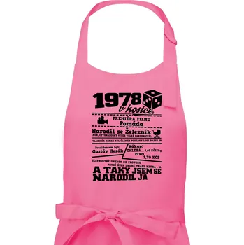 Kuchyňská zástěra 1978 v kostce - Pánská zástěra na vaření - Univerzální velikost ( Růžová )