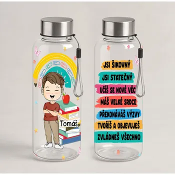 Tritánová láhev, 500 ml, transparentní, pro děti s vlastním jménem Transparentní