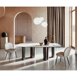 DELIFE Jídelní stůl Edge Boot 240x120 keramika Calacatta Luxe bílá-zlatá-šedá pilíř nerezová ocel grafit