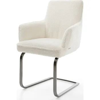 Jídelní židle DELIFE Jídelní židle Heira-Flex s područkami bouclé bílá jídelní židle plochá grafit taštičkové pružiny