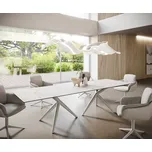 DELIFE Jídelní stůl Edge 300x100 keramika Laminam®Statuarietto bílá Estelar kulatý kov bílý