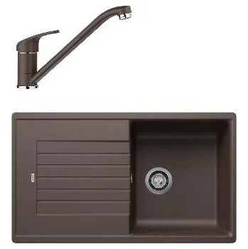 Granitový dřez Blanco - Set dřezu Zia 5 S a baterie Daras, kávová/kávová SET 10-A 25 DARAS kav