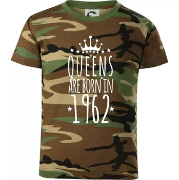 Queens are born in 1962 - Dětské maskáčové triko - 146 cm/10 let ( Hnědý maskáč )