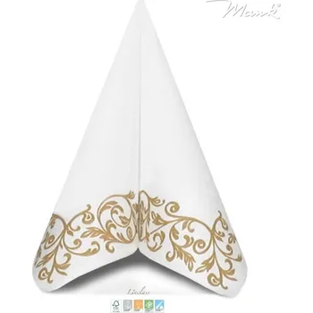 Papírový ubrousek Mank GmbH Airlaid svatební ubrousky se zlatým dekorem ROB 40x40 cm (50 ks)