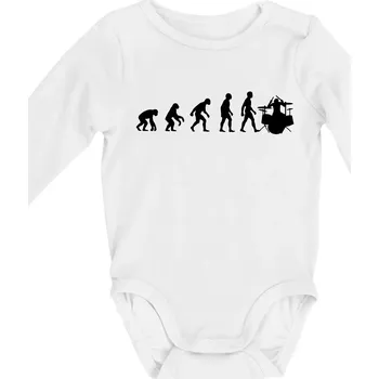 Kojenecké oblečení Evoluce bubeník - Body kojenecké s dlouhým rukávem - Dlouhý r. 6-12 měs ( Bílá )