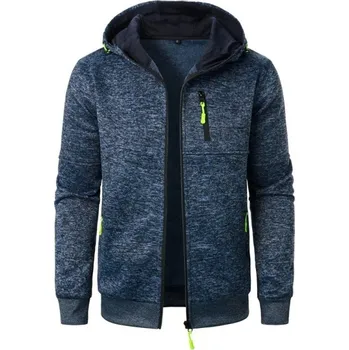 Pánská bunda Pánská bunda s kapucí na zip Sportovní přechodová bunda s kapsami Kontrastní zipy Měkká bunda na jaro podzim do města i na výlety modrá XS