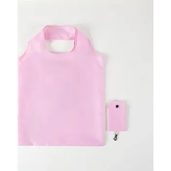 Nákupní taška Skládací nákupní taška 38 x 58 cm Barevná taška z polyesteru Opakovaně použitelná taška s karabinou Kompaktní taška do kapsy růžová