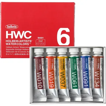 Vodová barva Akvarelové barvy Holbein 5ml, sada 6 ks