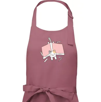 Kuchyňská zástěra Učení na státnice kočka - Dámská zástěra na vaření - Univerzální velikost ( Starorůžová )