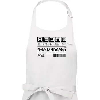 Kuchyňská zástěra Čárový kód - Řidič MHD - Pánská zástěra na vaření - Univerzální velikost ( Bílá )