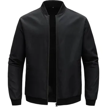 Pánská větrovka Pánská jarní bomber bunda na zip Lehká módní bunda s elastickými lemy Elegantní přechodová bunda do města i na volný čas černá XL