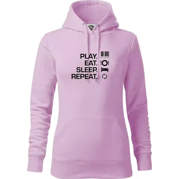 Dámská mikina Play eat sleep piano - Mikina dámská Cape s kapucí - XS ( Orchid )