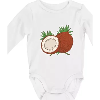 Kokos - Body kojenecké s dlouhým rukávem - Dlouhý r. 6-12 měs ( Bílá )