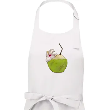 Kuchyňská zástěra Kokosový nápoj - Dámská zástěra na vaření - Univerzální velikost ( Bílá )
