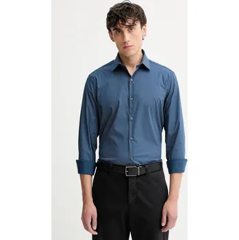 Pánská košile Košile Calvin Klein pánská, modrá barva, slim, s klasickým límcem, LV019EU041 95X, vel. 41