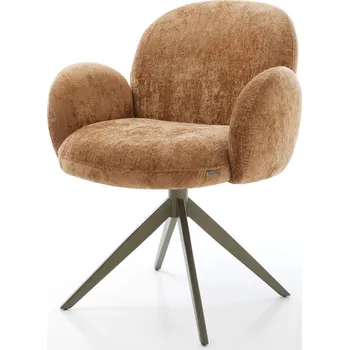 Jídelní židle DELIFE Jídelní židle Nube-Flex s područkami žinylka rez křížová podnož široká titanová barva 360° otočná houpací funkce taštičkové pružiny