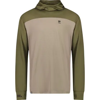 Pánské tričko Merino triko MONS ROYALE YOTEI POWDER HOOD LS dark olive / walnut Velikost: M