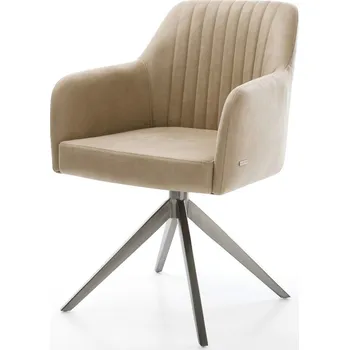 Jídelní židle DELIFE Jídelní židle Greg-Flex mikrovlákno béžová vintage křížová podnož široká grafitová 360° otočná houpací funkce taštičkové pružiny