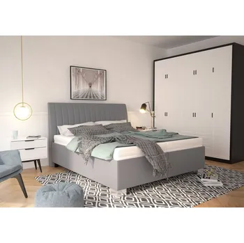 Postel Lilibet 180x200 cm šedá, pěnová matrace Riana 180x200 cm šedá