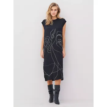 Dámské šaty Šaty Nu Denmark 8563-23 černé se zeleným tiskem Velikost: 42