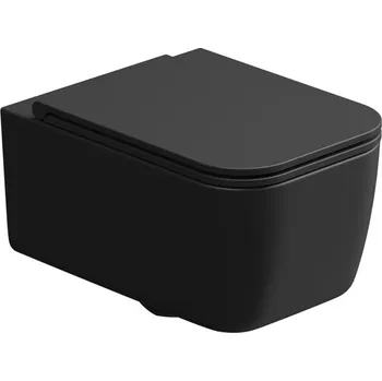 Klozet WC závěsné Brio, rimless, černé matné, zadní odpad, BRWCSO003FI