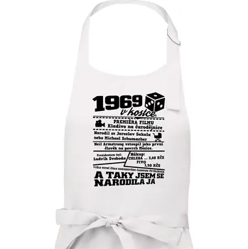 Kuchyňská zástěra 1969 v kostce - Dámská zástěra na vaření - Univerzální velikost ( Bílá )