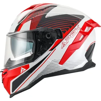 Helma na motorku APEX Helmet FI200 Madrid white/red Velikost: L