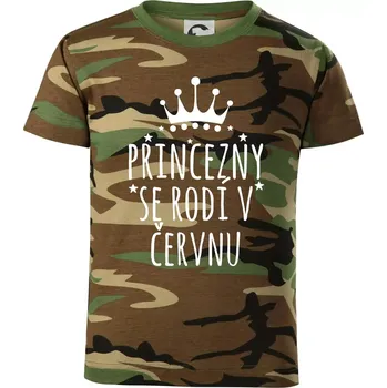 Princezny se rodí v červnu - Dětské maskáčové triko - 122 cm/6 let ( Hnědý maskáč )