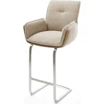 DELIFE Barová židle Nela-Flex kombinace materiálů tmavě béžová jídelní židle plochá nerezová ocel taštičkové pružiny