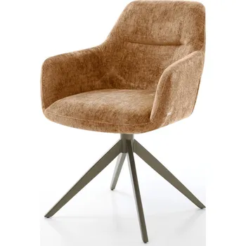 Jídelní židle DELIFE Jídelní židle Pejo-Flex žinylka rez křížová podnož široká titanová barva 360° otočný houpací funkce taštičkové pružiny