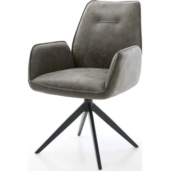 Jídelní židle DELIFE Jídelní židle Zoa-Flex mikrovlákno šedá antik křížová podnož široká černá 360° otočná houpací funkce taštičkové pružiny