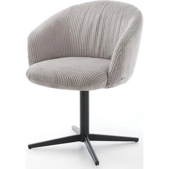 Jídelní židle DELIFE Jídelní židle Caja-Flex s područkami manšestr stříbrně šedá křížová podnož černá otočná o 360° taštičkové pružiny