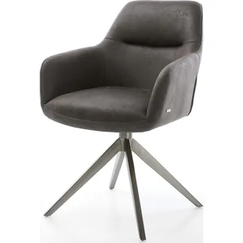 Jídelní židle DELIFE Jídelní židle Pejo-Flex mikrovlákno antracit vintage křížová podnož široká grafitová 360° otočná houpací funkce taštičkové pružiny